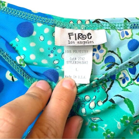 Y2K Vintage Fire Los Angeles Quilt‎ Print Patchwork Asymmetric Ruffle Skirt Larg - Picture 3 of 5